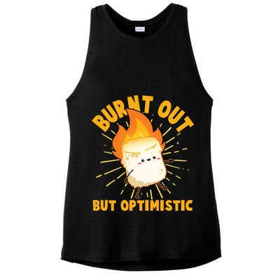 Funny Burnt Out But Optimistic Marshmallow Ladies PosiCharge Tri-Blend Wicking Tank