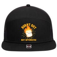 Funny Burnt Out But Optimistic Marshmallow 7 Panel Mesh Trucker Snapback Hat