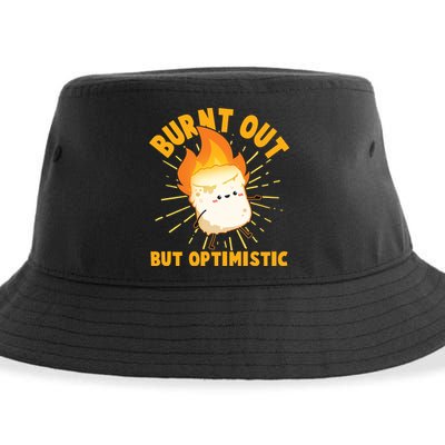 Funny Burnt Out But Optimistic Marshmallow Sustainable Bucket Hat