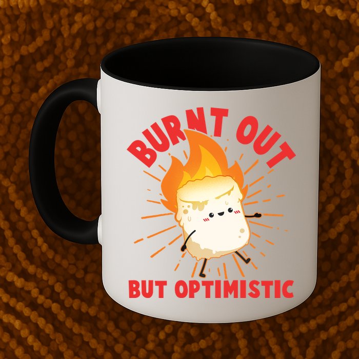 Funny Burnt Out But Optimistic Marshmallow Mug