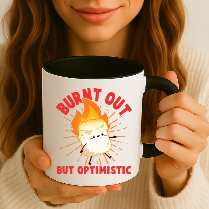 Funny Burnt Out But Optimistic Marshmallow Mug