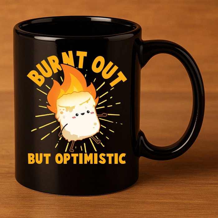 Funny Burnt Out But Optimistic Marshmallow 11oz C Handle Ceramic Mug