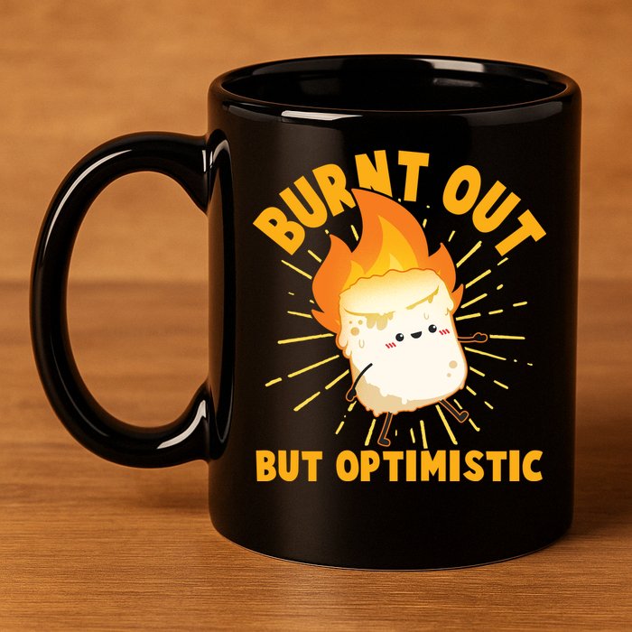 Funny Burnt Out But Optimistic Marshmallow 11oz C Handle Ceramic Mug
