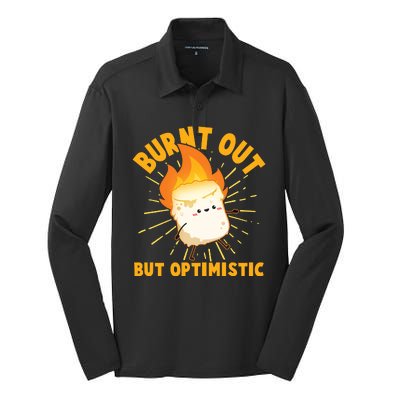 Funny Burnt Out But Optimistic Marshmallow Silk Touch Performance Long Sleeve Polo