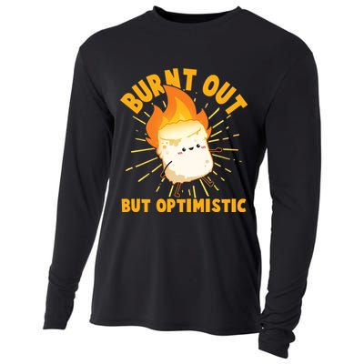 Funny Burnt Out But Optimistic Marshmallow Cooling Performance Long Sleeve Crew