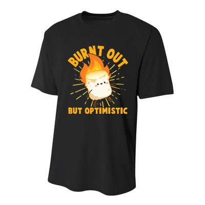 Funny Burnt Out But Optimistic Marshmallow Youth Performance Sprint T-Shirt
