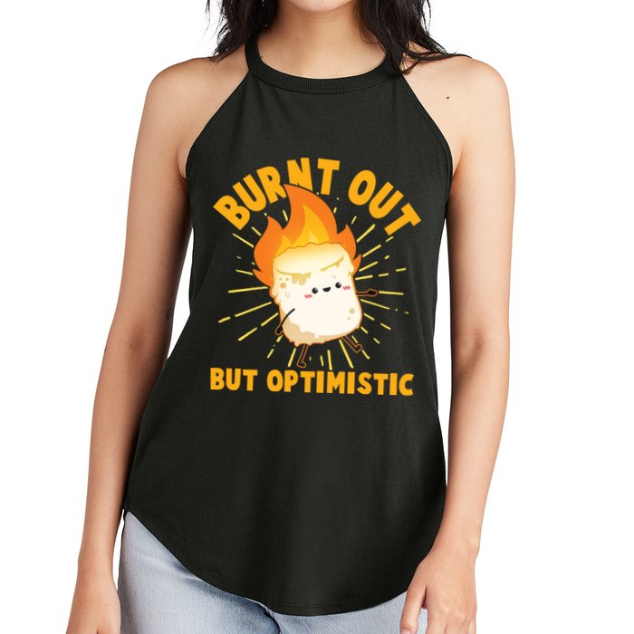 Funny Burnt Out But Optimistic Marshmallow Women's Perfect Tri Rocker Tank