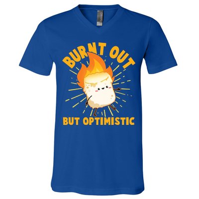 Funny Burnt Out But Optimistic Marshmallow V-Neck T-Shirt