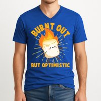 Funny Burnt Out But Optimistic Marshmallow V-Neck T-Shirt