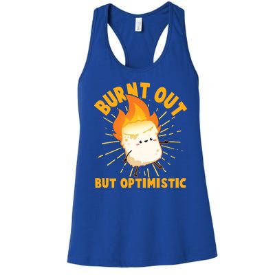 Funny Burnt Out But Optimistic Marshmallow Women's Racerback Tank