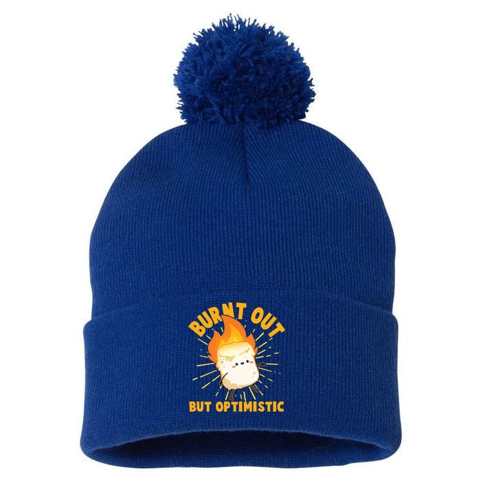 Funny Burnt Out But Optimistic Marshmallow Pom Pom 12in Knit Beanie