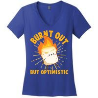 Funny Burnt Out But Optimistic Marshmallow Women's V-Neck T-Shirt