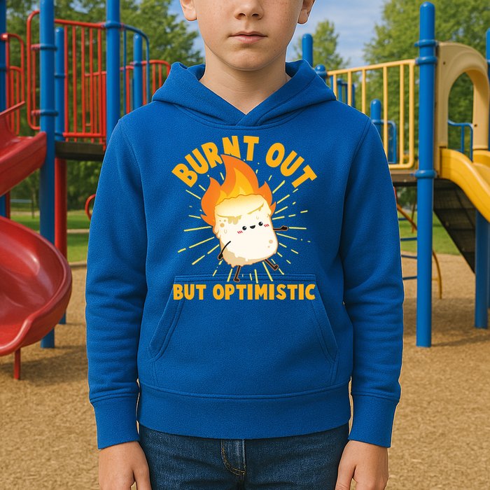 Funny Burnt Out But Optimistic Marshmallow Kids Hoodie
