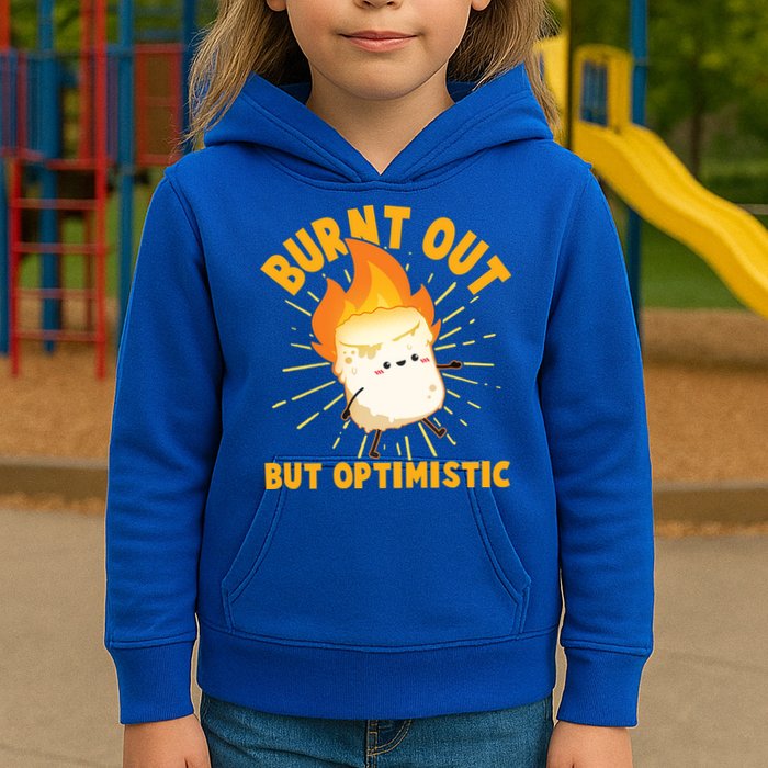 Funny Burnt Out But Optimistic Marshmallow Kids Hoodie