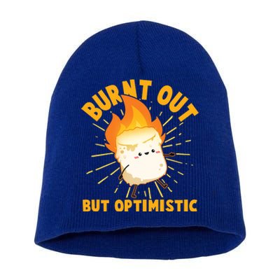 Funny Burnt Out But Optimistic Marshmallow Short Acrylic Beanie