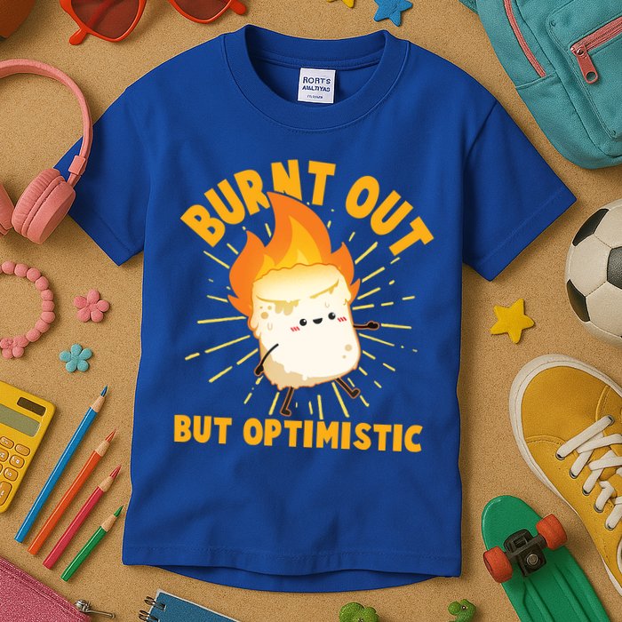 Funny Burnt Out But Optimistic Marshmallow Kids T-Shirt