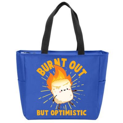 Funny Burnt Out But Optimistic Marshmallow Zip Tote Bag