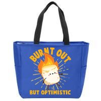 Funny Burnt Out But Optimistic Marshmallow Zip Tote Bag