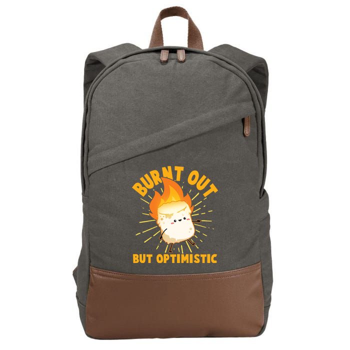 Funny Burnt Out But Optimistic Marshmallow Cotton Canvas Backpack