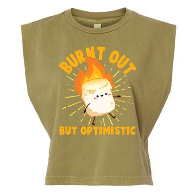 Funny Burnt Out But Optimistic Marshmallow Garment-Dyed Women's Muscle Tee
