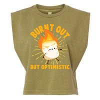 Funny Burnt Out But Optimistic Marshmallow Garment-Dyed Women's Muscle Tee
