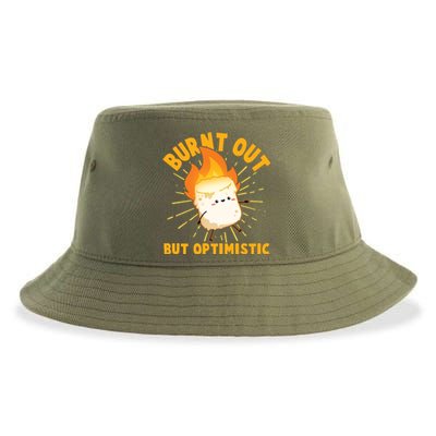 Funny Burnt Out But Optimistic Marshmallow Sustainable Bucket Hat