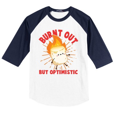 Funny Burnt Out But Optimistic Marshmallow Baseball Sleeve Shirt