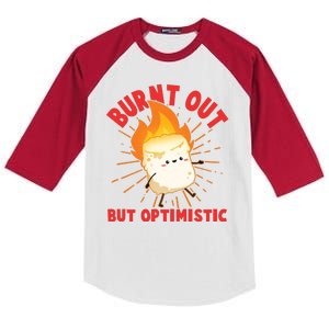 Funny Burnt Out But Optimistic Marshmallow Kids Colorblock Raglan Jersey