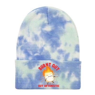 Funny Burnt Out But Optimistic Marshmallow Tie Dye 12in Knit Beanie