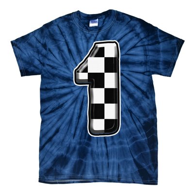 Funny Birthday One 1 Race Car 1st Birthday Racing Car Flag Tie-Dye T-Shirt