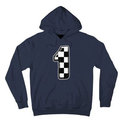 Funny Birthday One 1 Race Car 1st Birthday Racing Car Flag Tall Hoodie