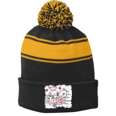 Funny Battle Plan Christmas Home Hand Dawn Alone Xmas Stripe Pom Pom Beanie