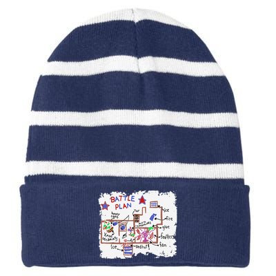 Funny Battle Plan Christmas Home Hand Dawn Alone Xmas Striped Beanie with Solid Band