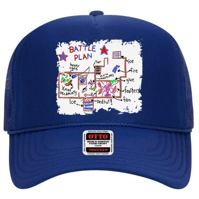 Funny Battle Plan Christmas Home Hand Dawn Alone Xmas High Crown Mesh Back Trucker Hat