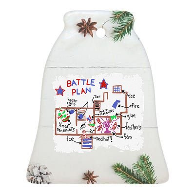 Funny Battle Plan Christmas Home Hand Dawn Alone Xmas Ceramic Bell Ornament