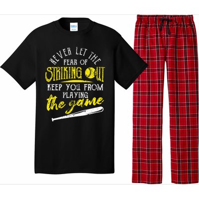 Funny Baseball Players Never Let The Fear Of Striking Out Pajama Set