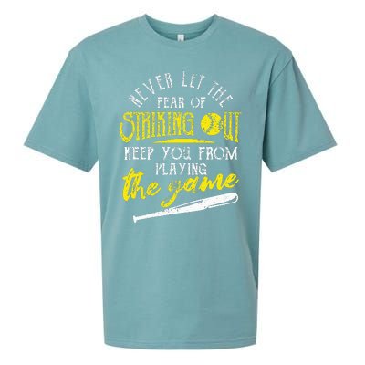 Funny Baseball Players Never Let The Fear Of Striking Out Sueded Cloud Jersey T-Shirt