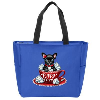 French Bulldog Puppy Love ValentineS Day Whipped Cream Gift Zip Tote Bag
