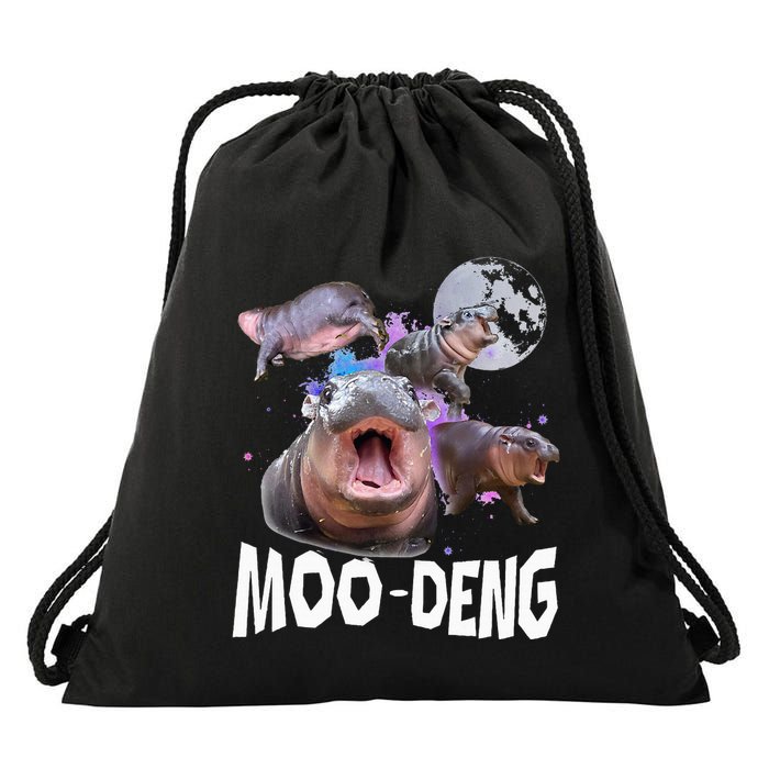Famous Baby Pygmy Hippo Moo Deng Drawstring Bag