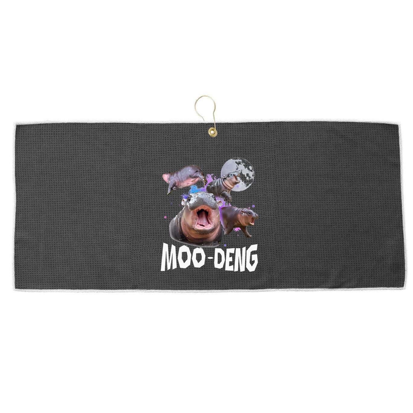 Famous Baby Pygmy Hippo Moo Deng Large Microfiber Waffle Golf Towel