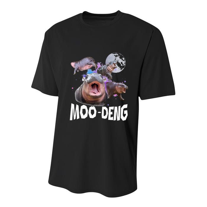 Famous Baby Pygmy Hippo Moo Deng Youth Performance Sprint T-Shirt