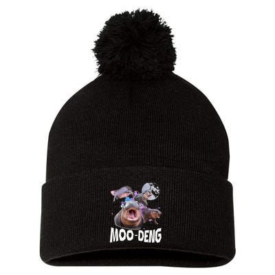 Famous Baby Pygmy Hippo Moo Deng Pom Pom 12in Knit Beanie