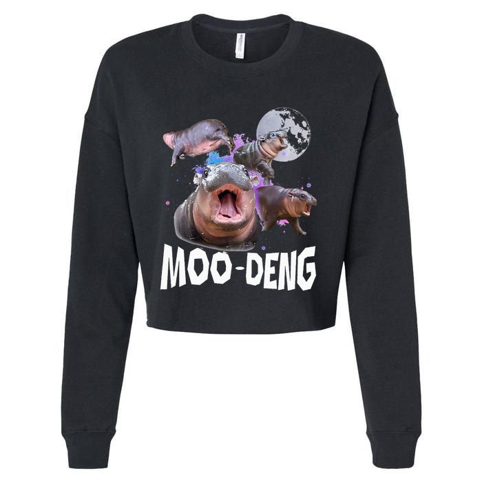 Famous Baby Pygmy Hippo Moo Deng Cropped Pullover Crew