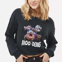 Famous Baby Pygmy Hippo Moo Deng Cropped Pullover Crew