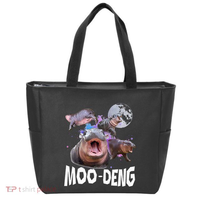 Famous Baby Pygmy Hippo Moo Deng Zip Tote Bag