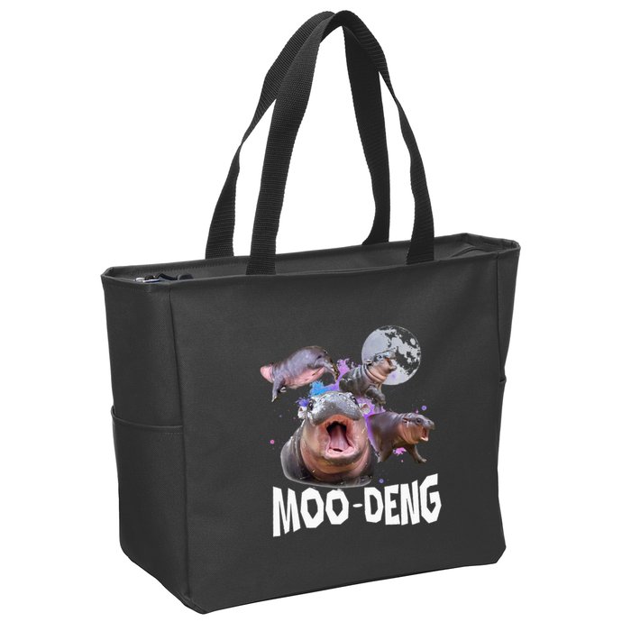 Famous Baby Pygmy Hippo Moo Deng Zip Tote Bag