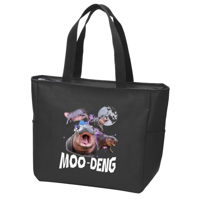 Famous Baby Pygmy Hippo Moo Deng Zip Tote Bag