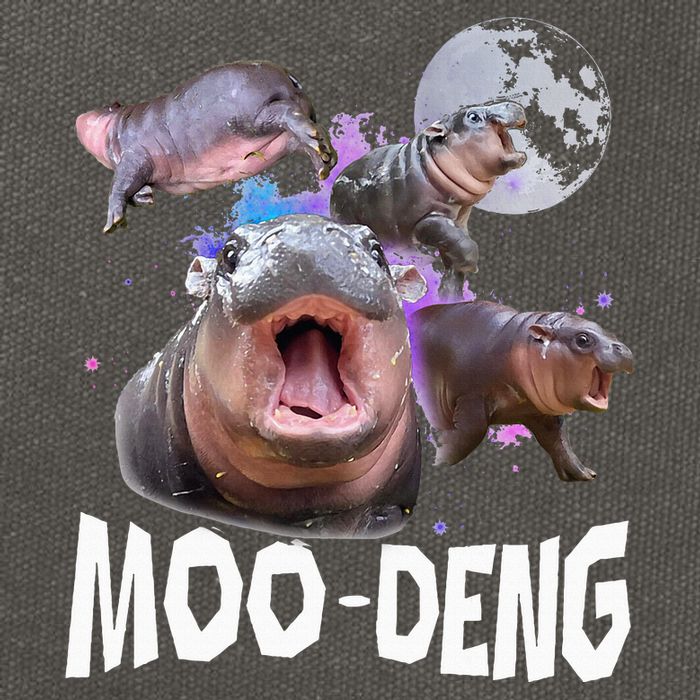 Famous Baby Pygmy Hippo Moo Deng Cotton Canvas Backpack