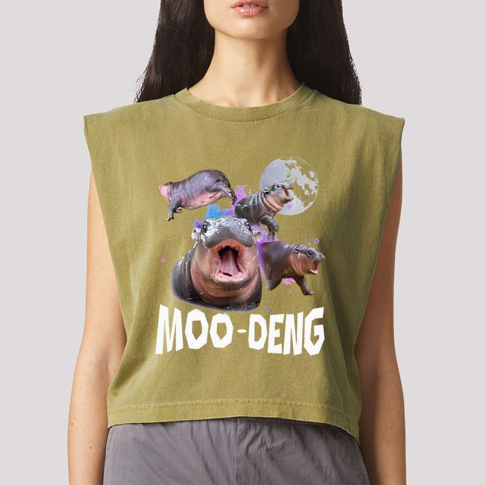 Famous Baby Pygmy Hippo Moo Deng Garment-Dyed Women's Muscle Tee