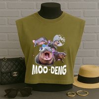 Famous Baby Pygmy Hippo Moo Deng Garment-Dyed Women's Muscle Tee